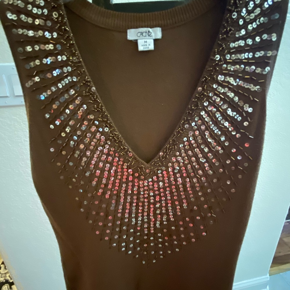 Brown beaded top from Cache